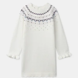 Robe blanche à motif jacquard Fille