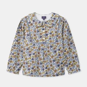 Blouse à col claudine imprimé fleuri Fille