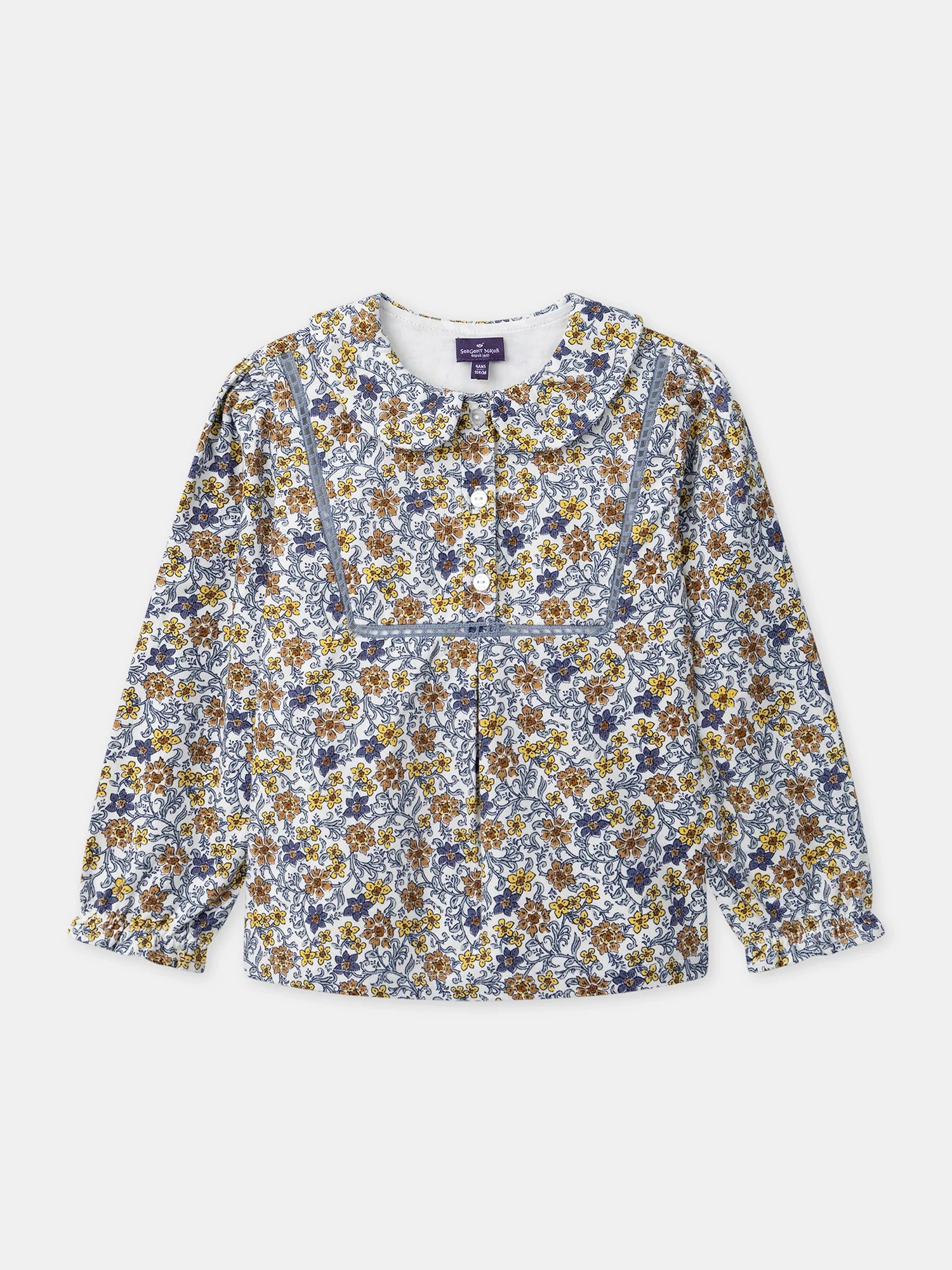 Blouse à col claudine imprimé fleuri Fille