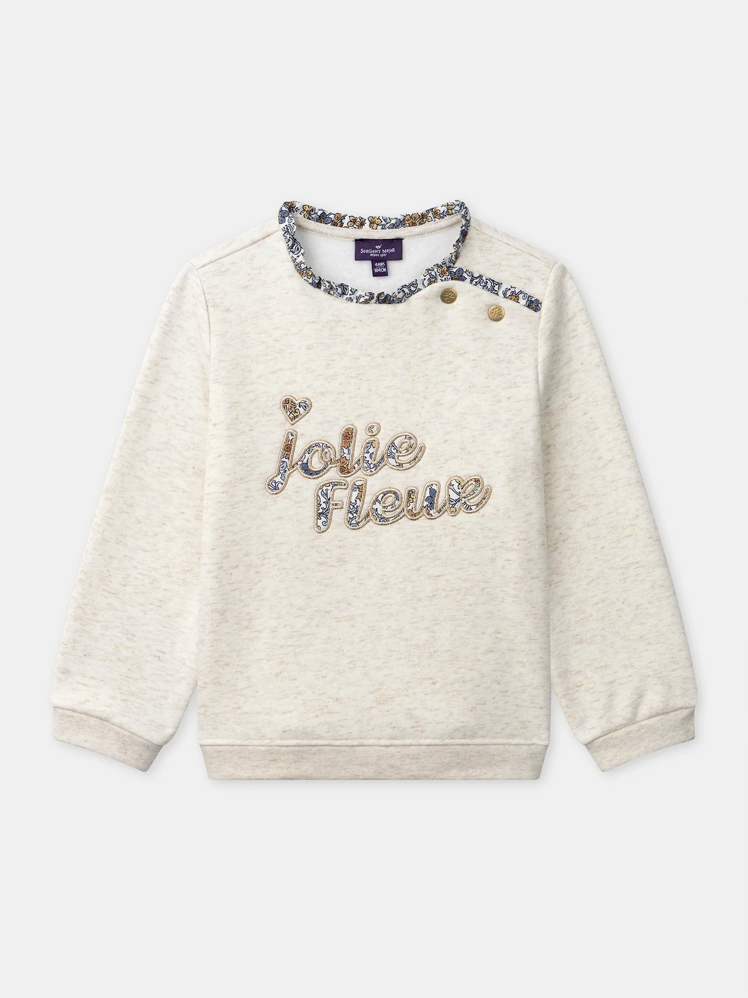 Sweat écru à broderie "Jolie Fleur" Fille – Image 2