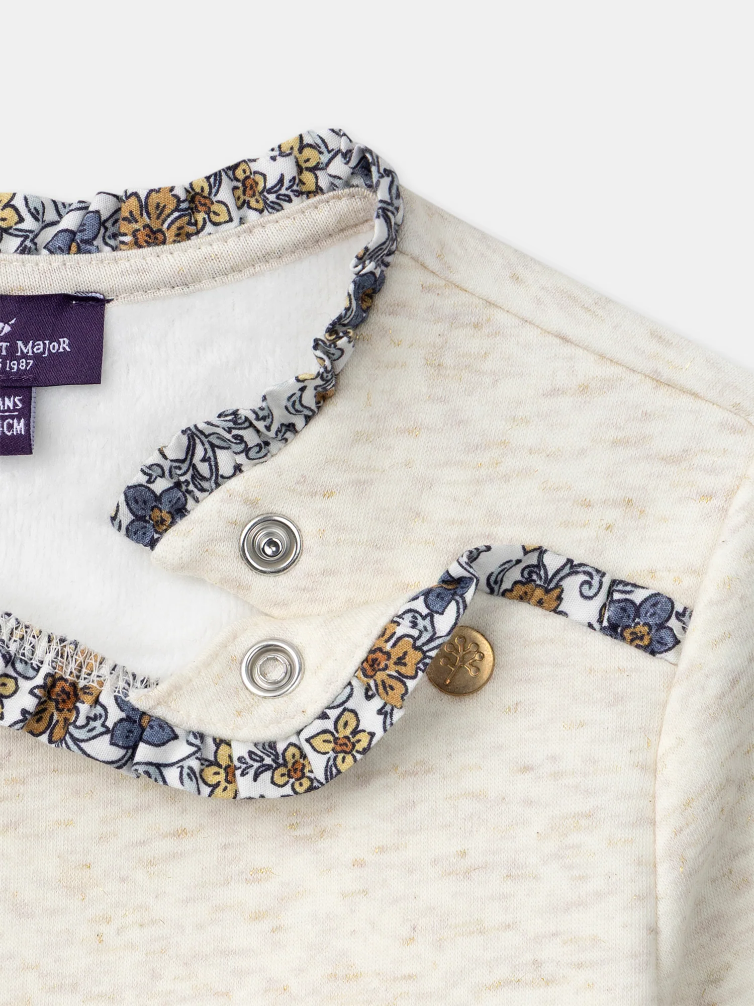 Sweat écru à broderie "Jolie Fleur" Fille – Image 4