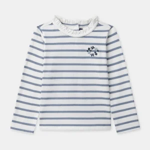 T-shirt à rayures bleues et manches longues Fille