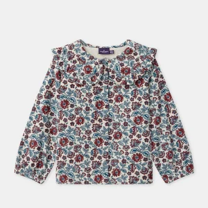 Chemisier imprimé fleuri en velours Fille