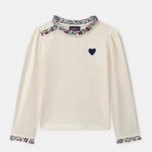 T-Shirt écru et imprimé fleuri à manches longues Fille