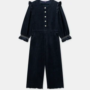 Combinaison Noël bleue marine en velours Fille