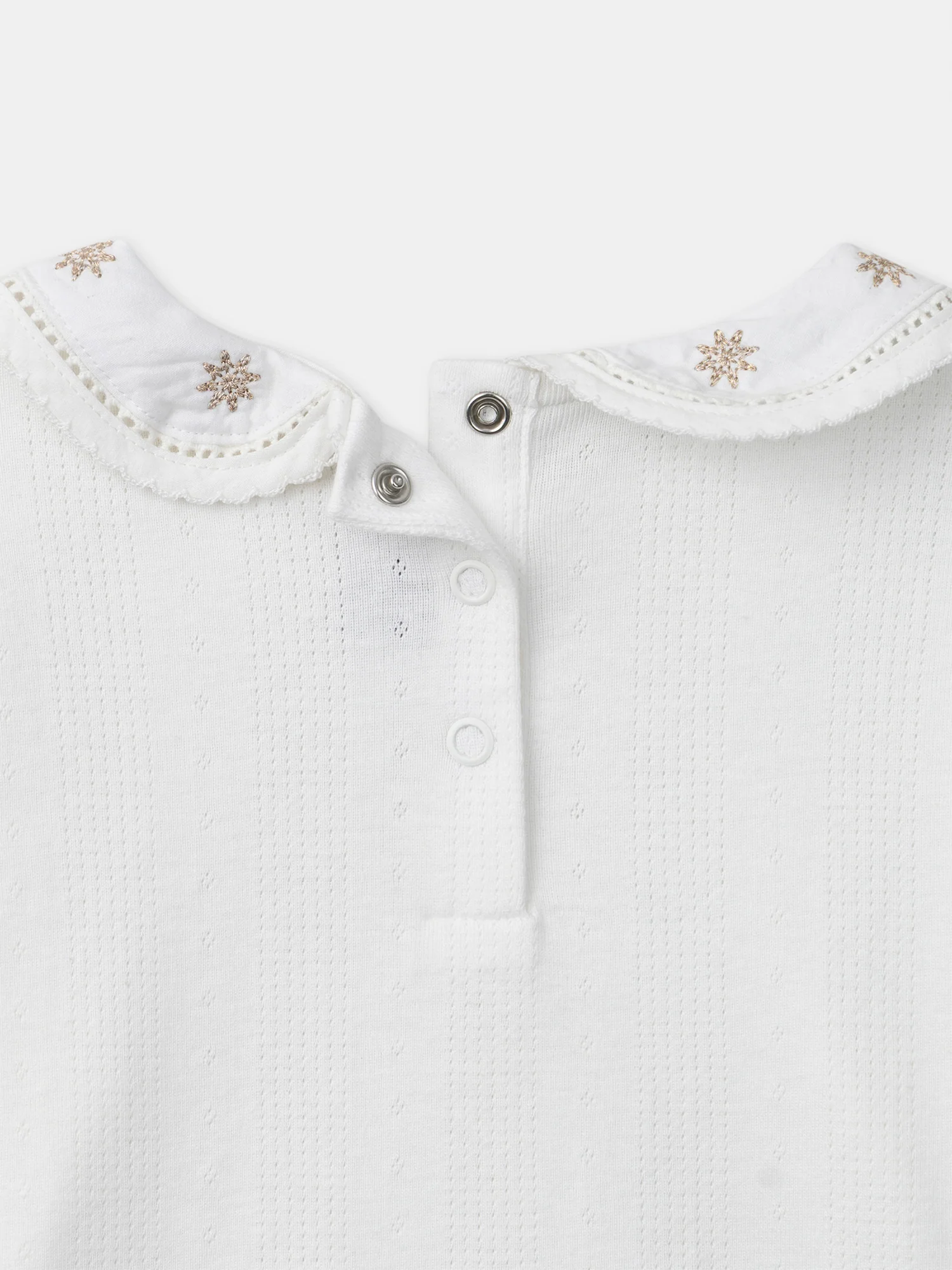 T-shirt à manches longues blanc et col claudine Fille – Image 4