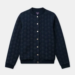 Veste bleu marine à broderies dorées Fille