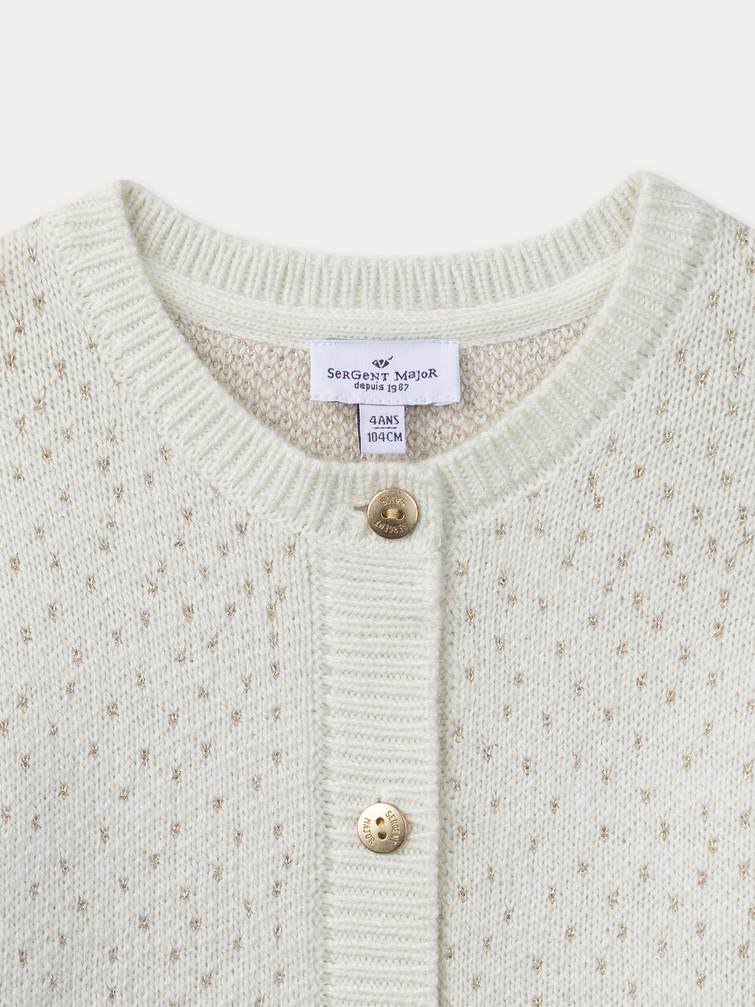 Cardigan Noël écru à broderies dorées Fille – Image 6