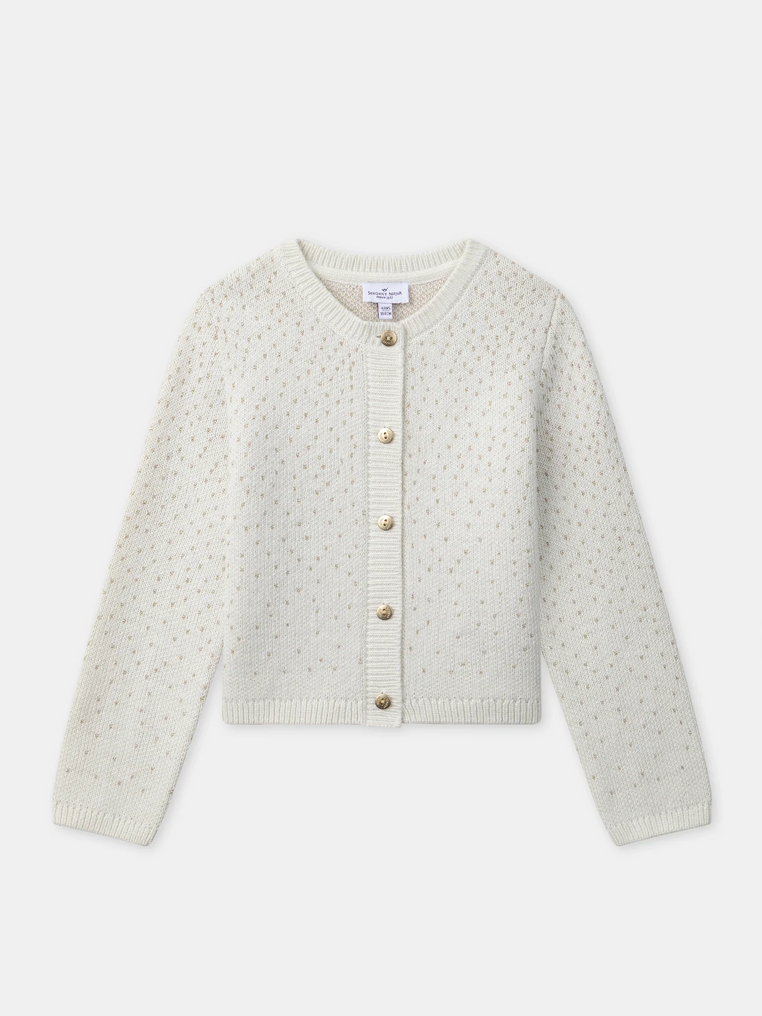 Cardigan Noël écru à broderies dorées Fille