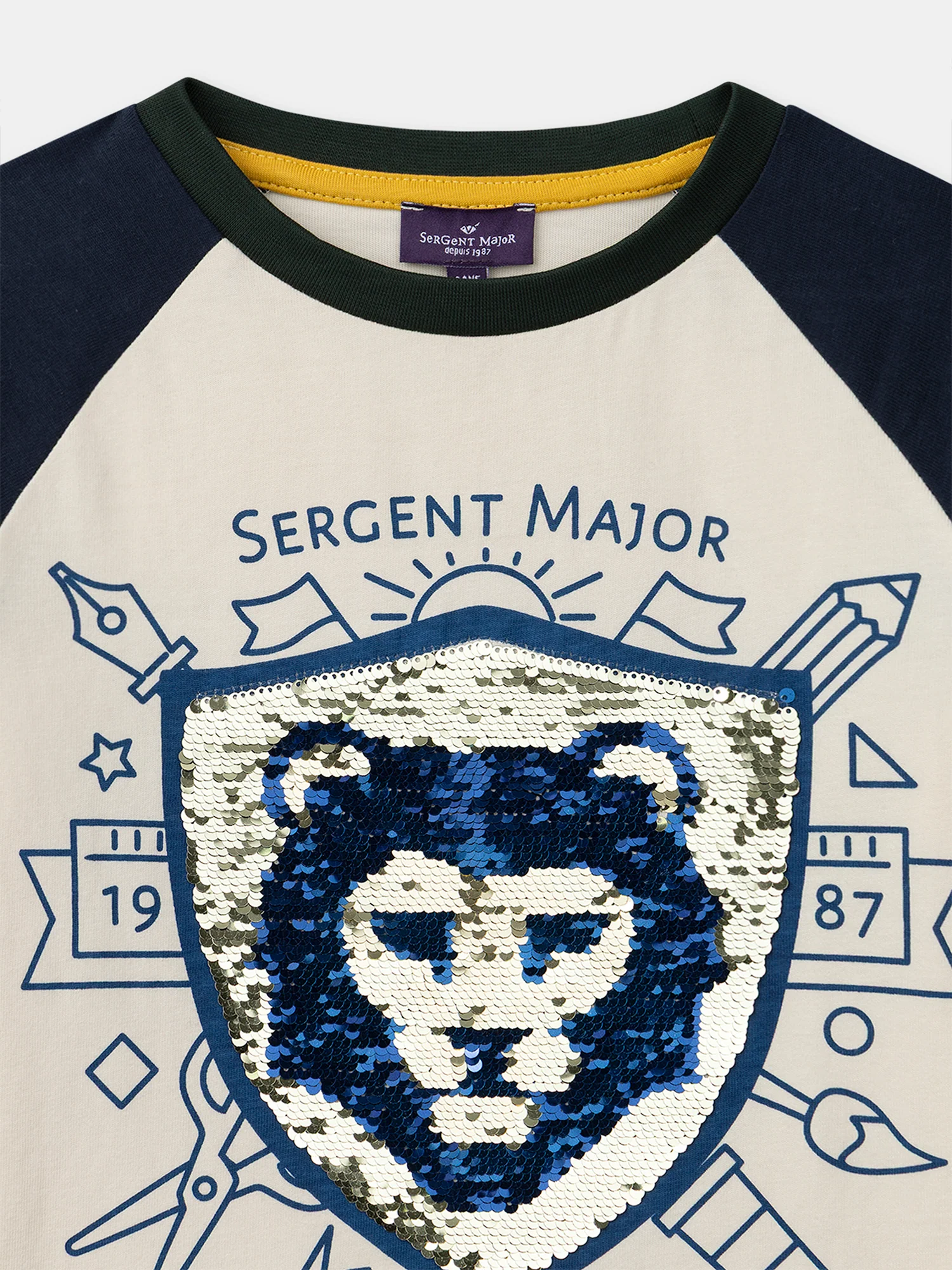 T-shirt écru à sequins et manches longues Garçon – Image 7