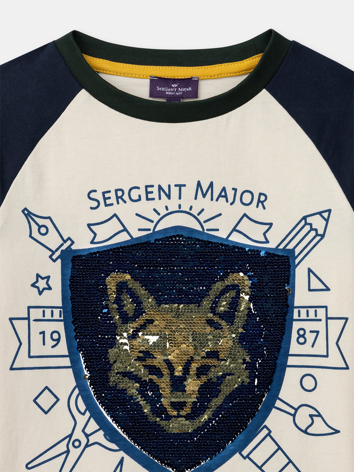 T-shirt écru à sequins et manches longues Garçon – Image 8