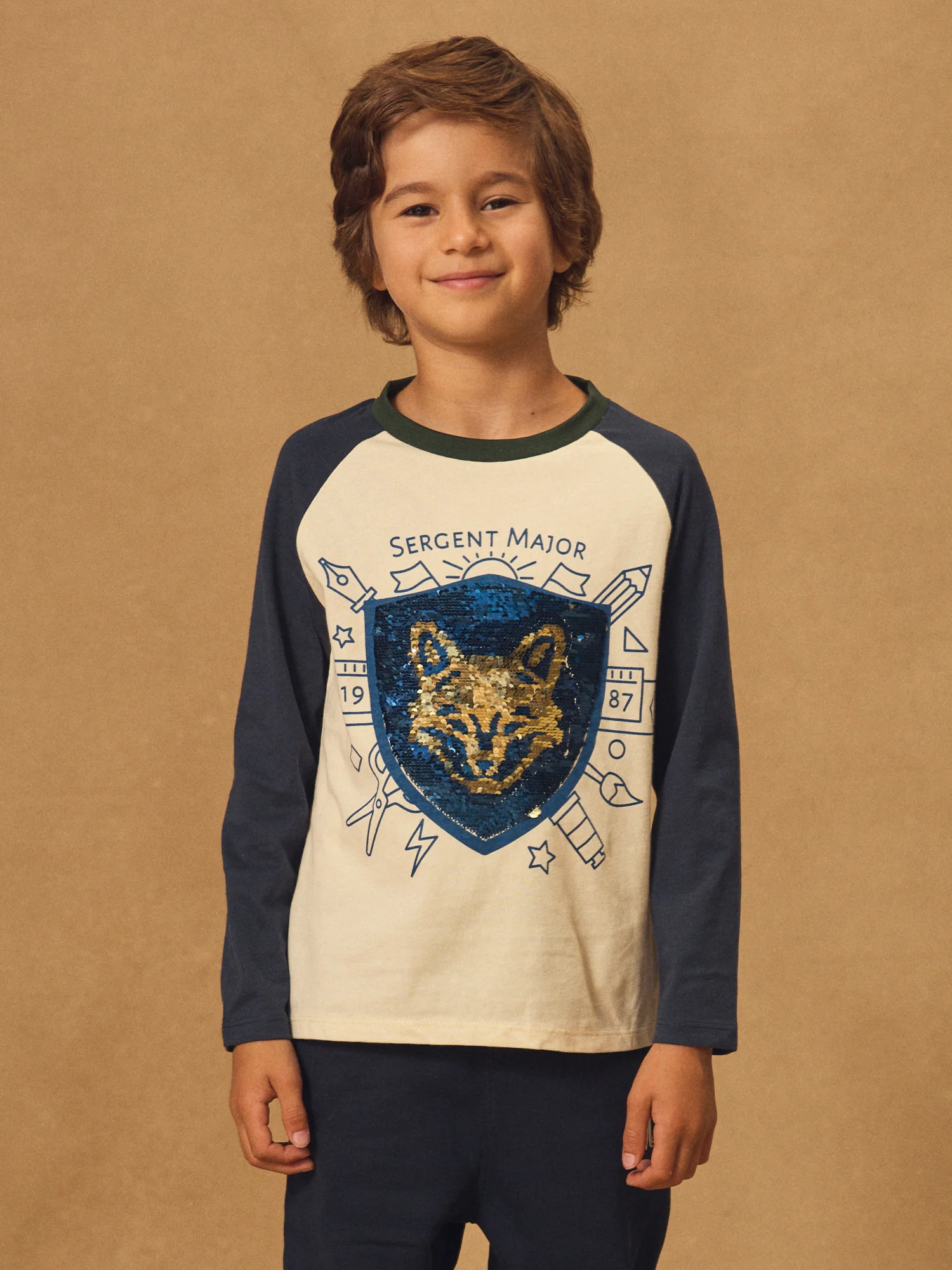 T-shirt écru à sequins et manches longues Garçon – Image 3