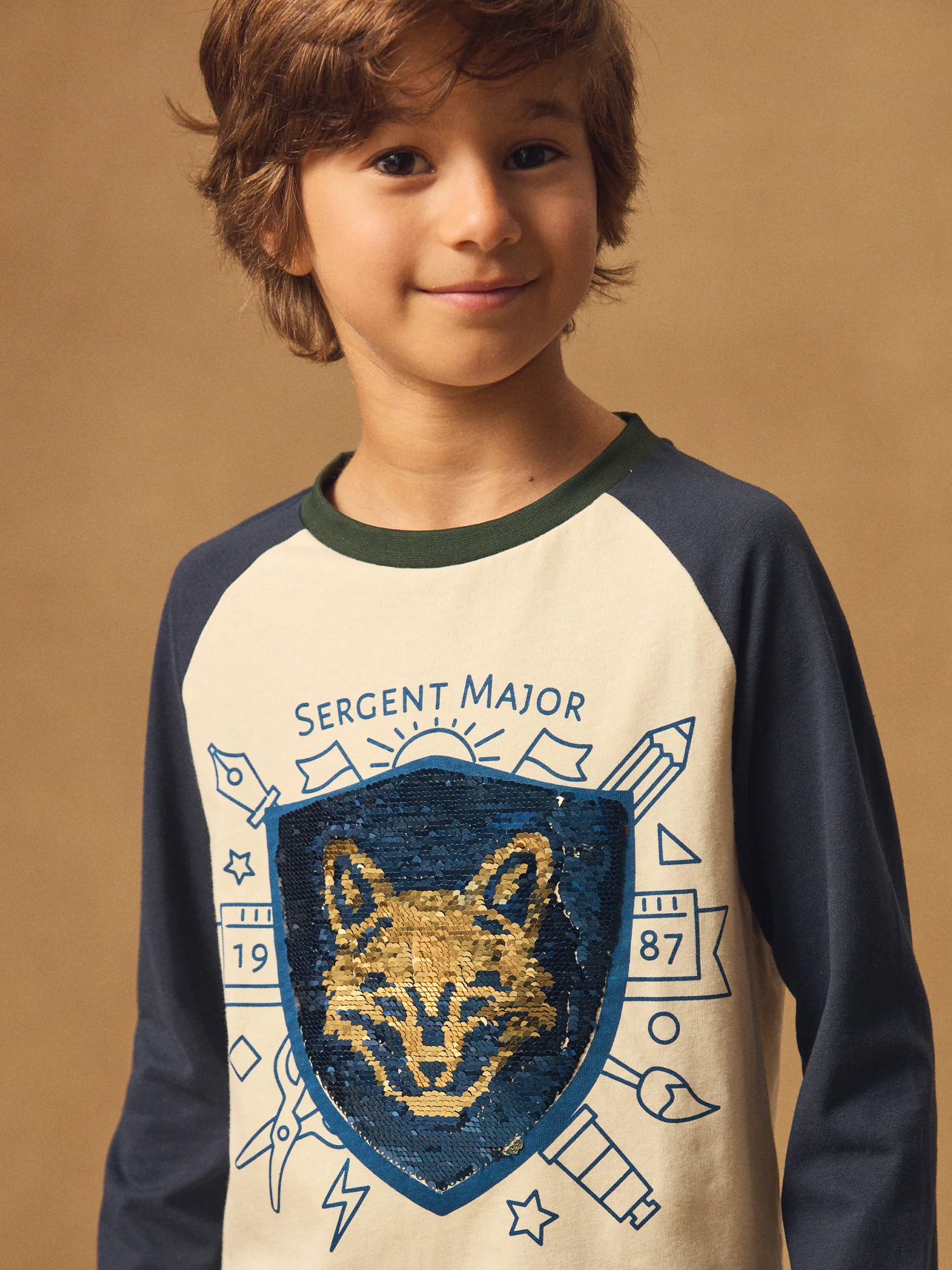 T-shirt écru à sequins et manches longues Garçon – Image 4