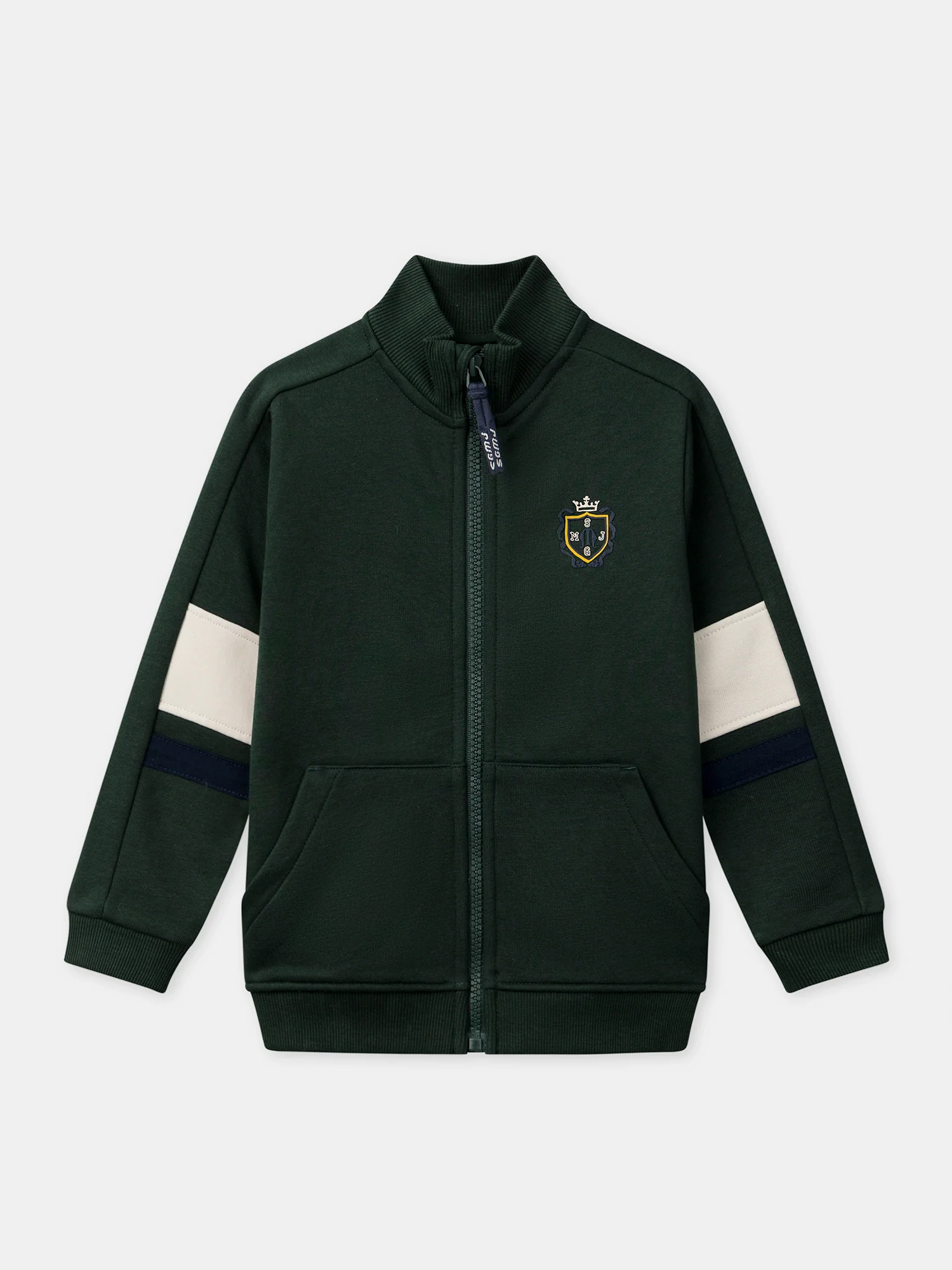 Sweat zippé vert foncé Garçon – Image 2