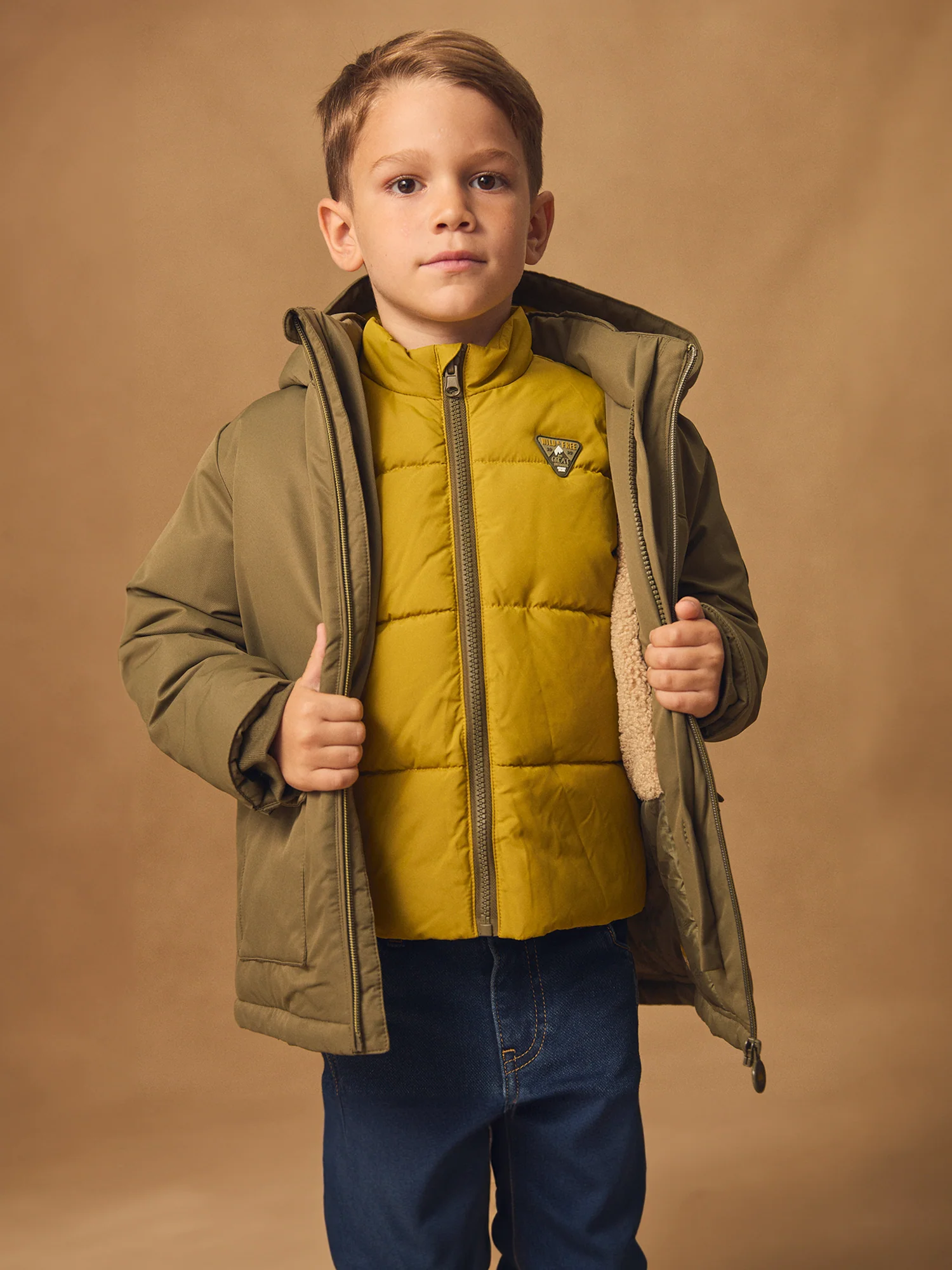 Parka 3 en 1 vert kaki Garçon – Image 4