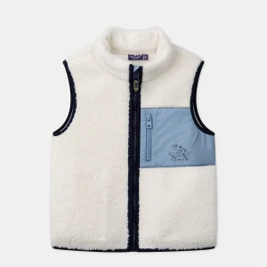 Gilet écru en moumoute sans manches Garçon