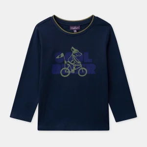 T-shirt bleu foncé imprimé chien Garçon