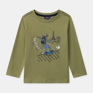 T-shirt kaki à manches longues Garçon