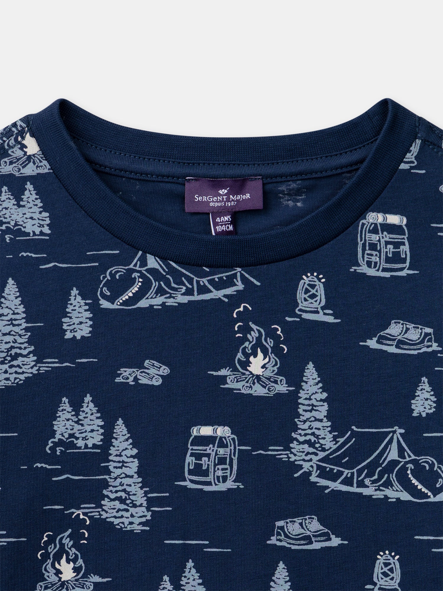 T-shirt bleu foncé imprimé sapin à manches longues Garçon – Image 3