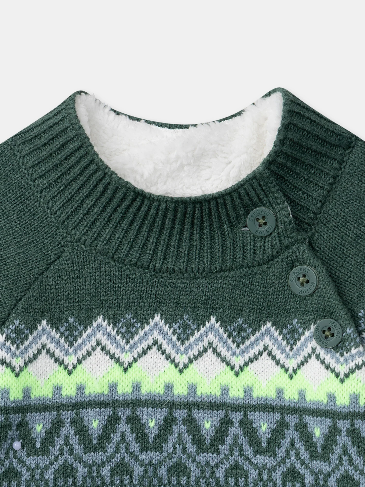 Pull blanc et vert à motif jacquard Garçon – Image 6
