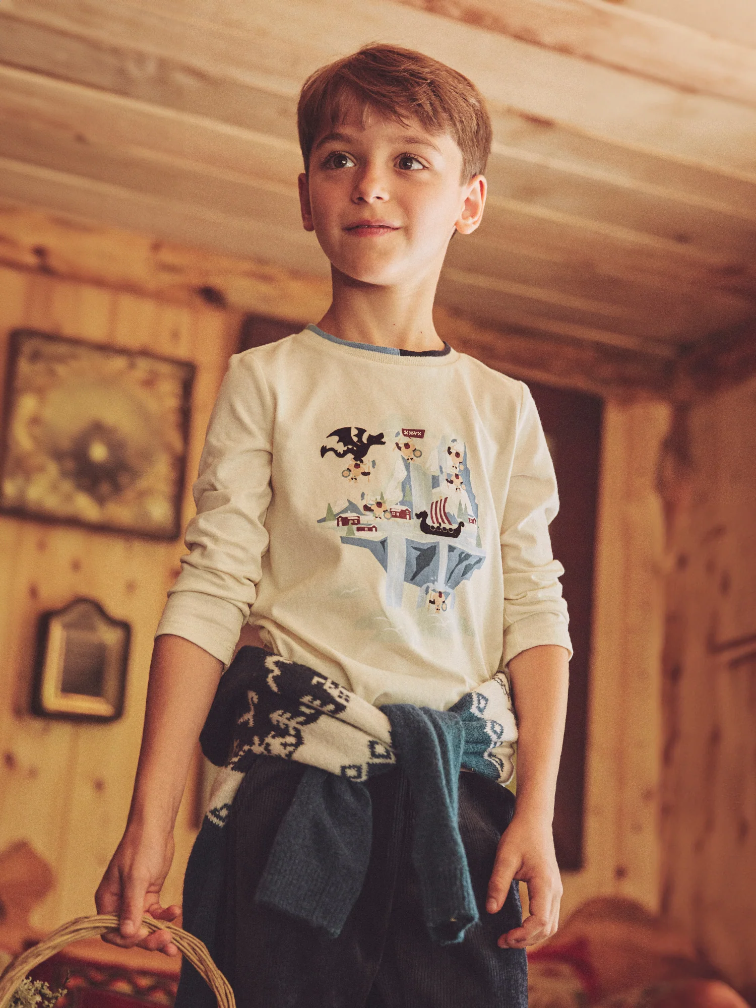 T-shirt écru à manches longues Garçon – Image 3