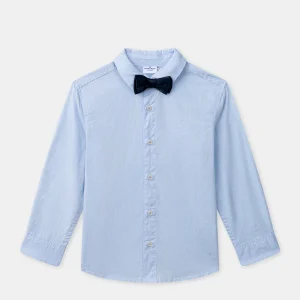 Chemise Noël bleu avec nœud Garçon