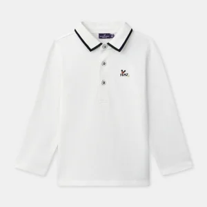 Polo Noël blanc Garçon