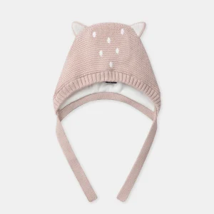 Bonnet cache oreilles rose en maille Bébé Fille