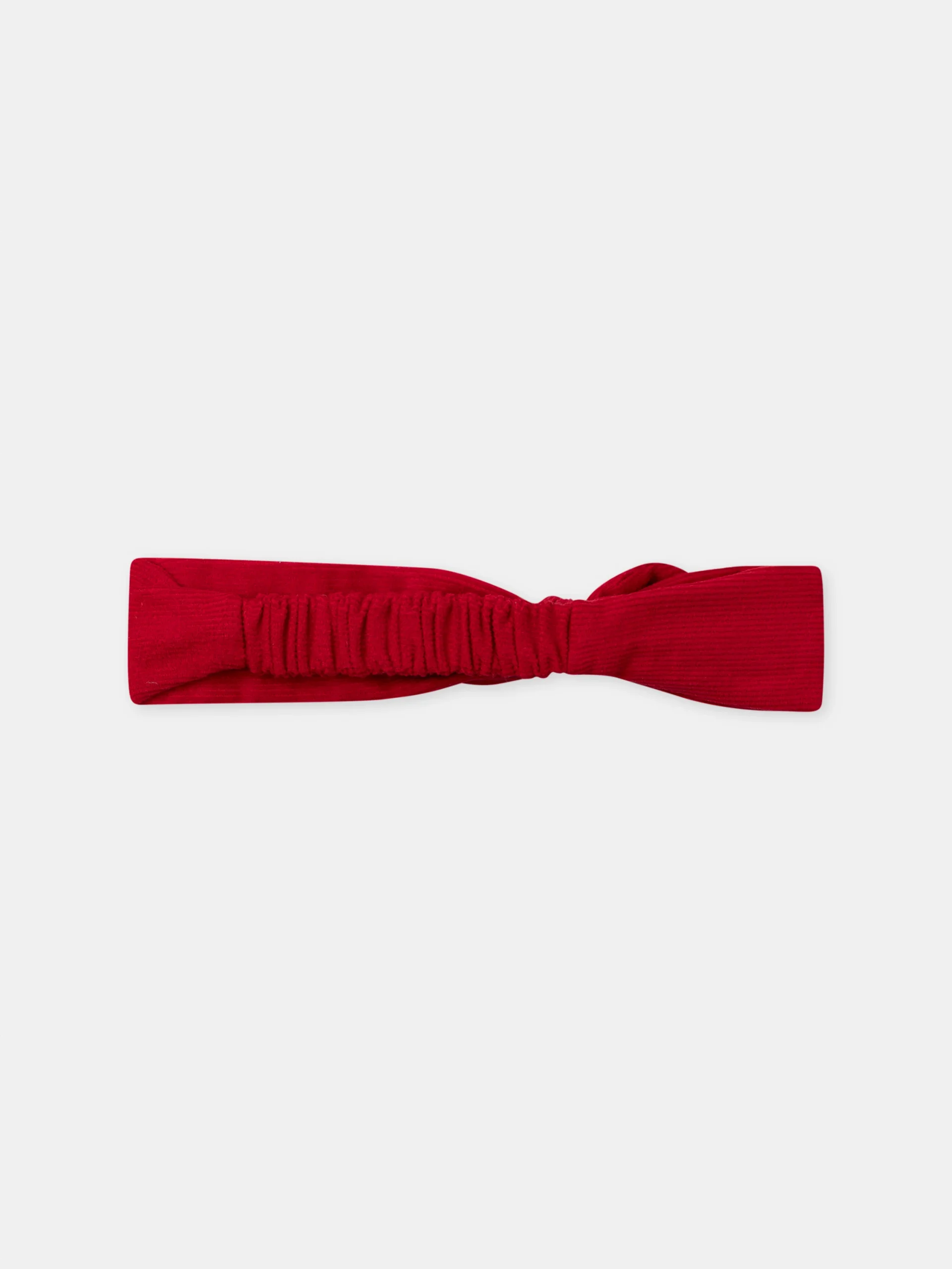 Bandeau rouge à broderie fleurs et pommes Bébé Fille – Image 4