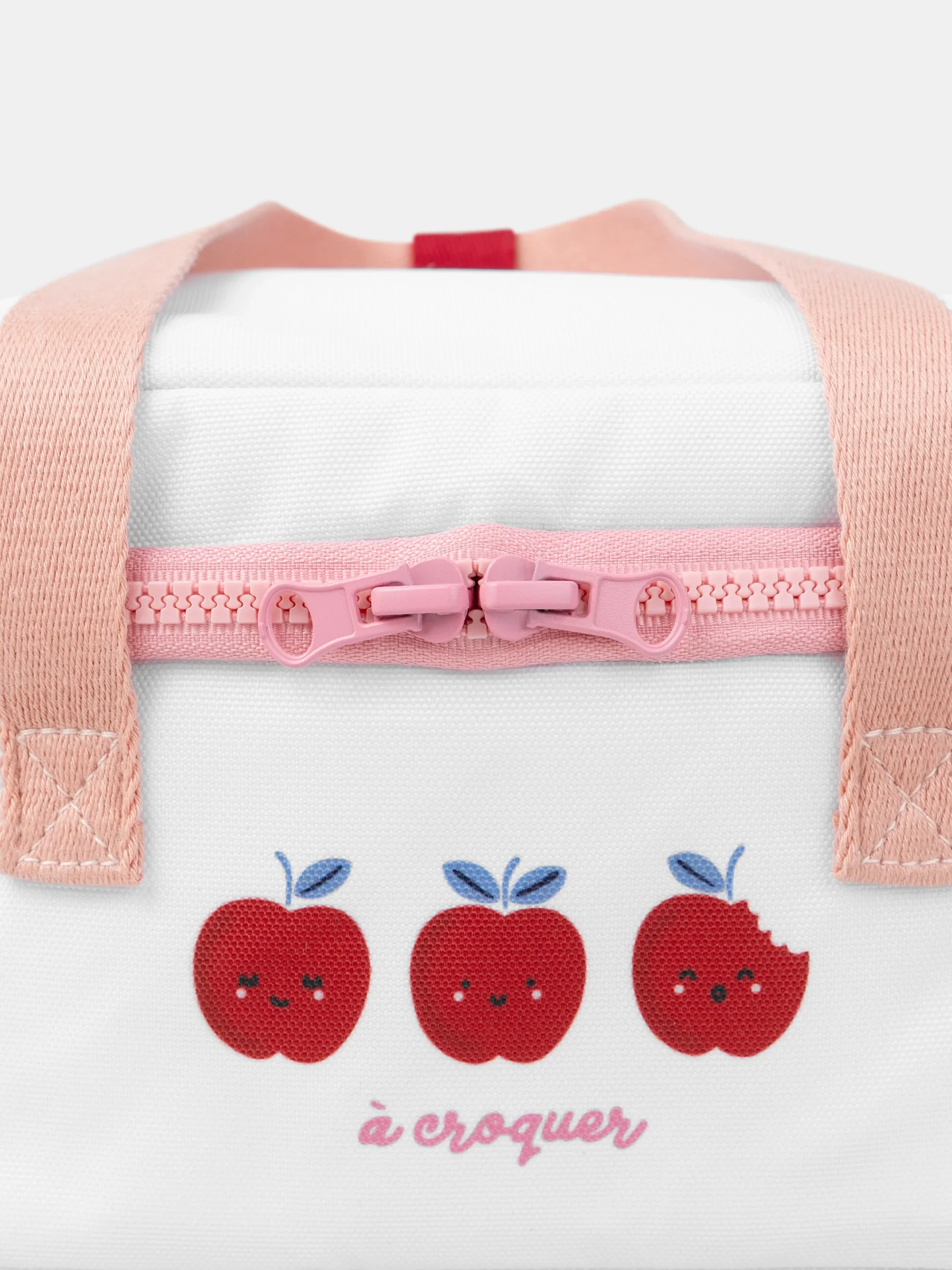 Sac à lunchbox rose et blanc imprimé pommes Bébé Fille – Image 6