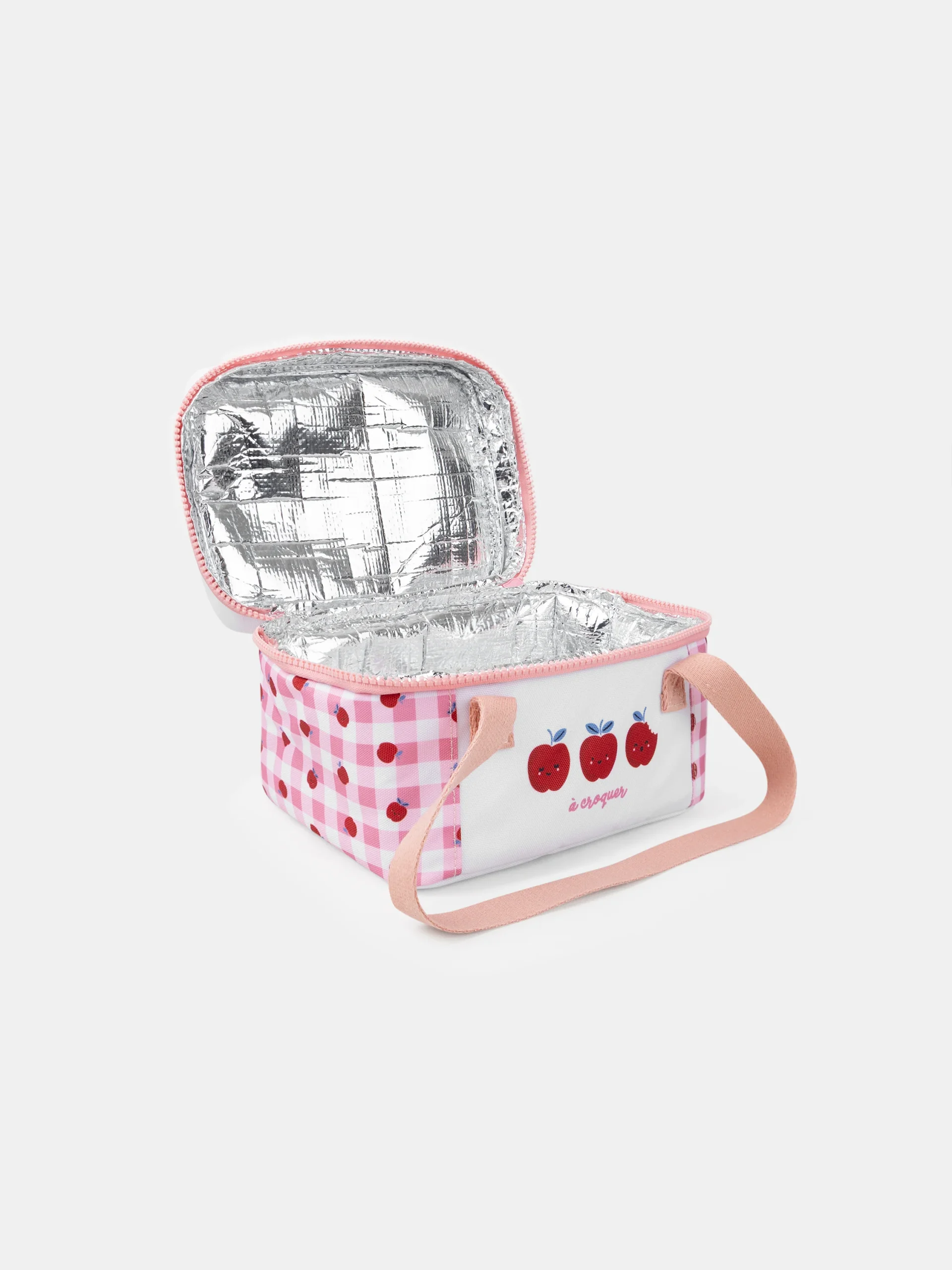 Sac à lunchbox rose et blanc imprimé pommes Bébé Fille – Image 7