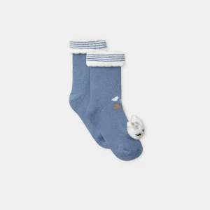Chaussettes bleues avec tête de chat Bébé Fille