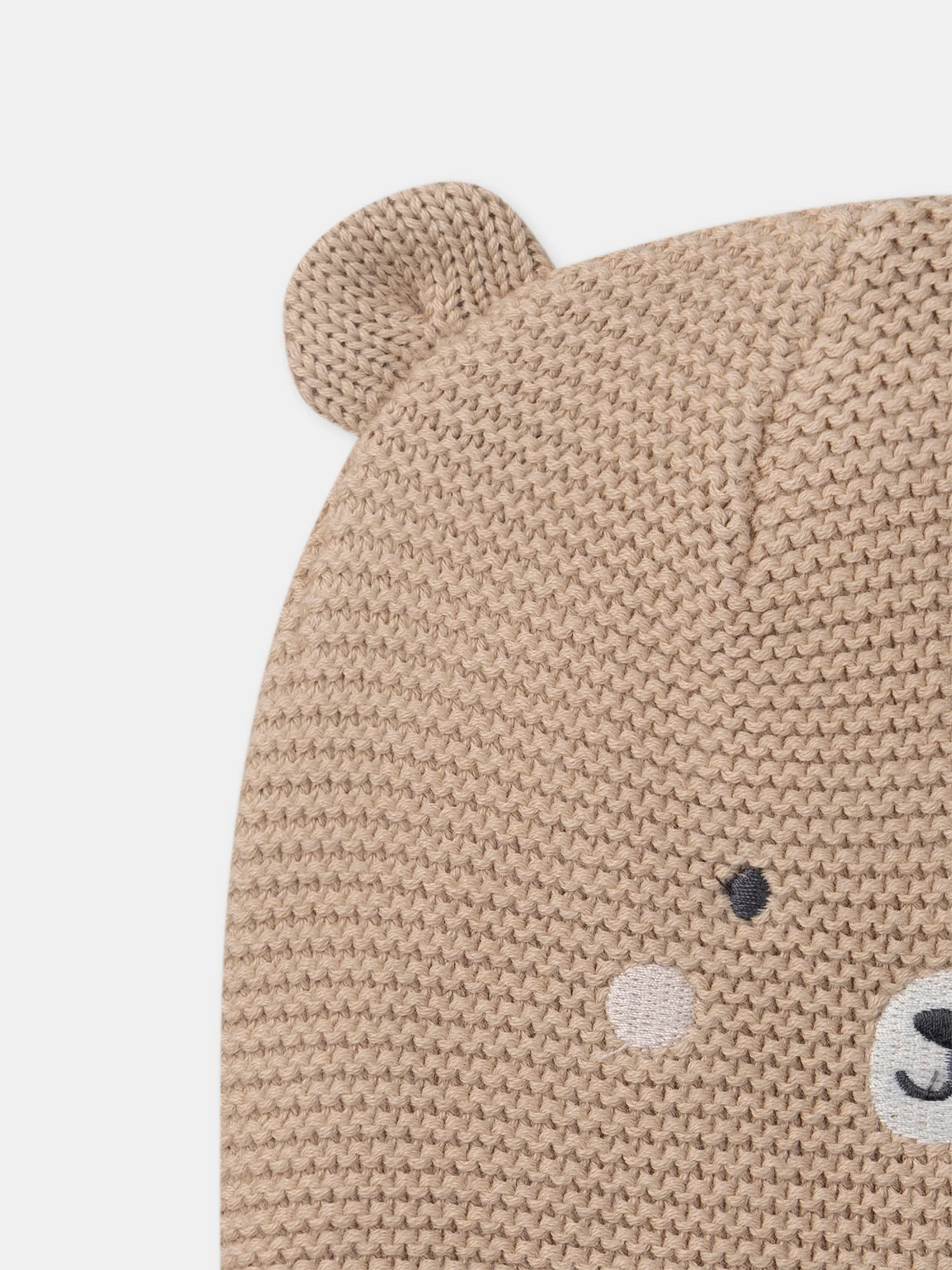 Bonnet marron en maille visage ours Bébé Garçon – Image 6