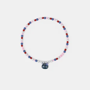 Collier à perles et pendentif chat Fille