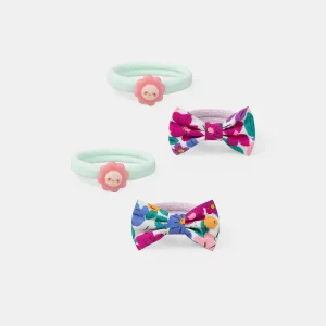 Lot de 2 paires d'élastiques fleurs ou nœud Fille