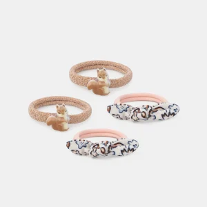 Lot de 2 paires d'élastiques écureuil ou imprimé fleuri Fille
