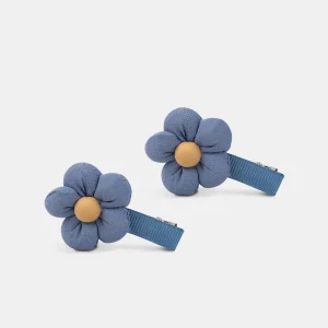 2 barrettes à fleurs bleue Fille
