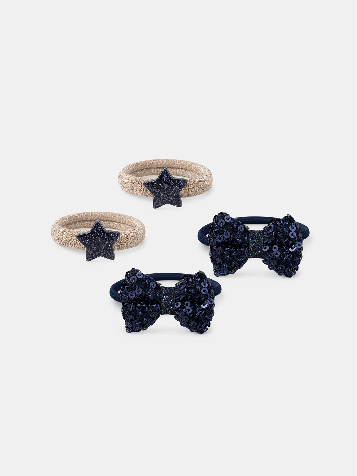 4 élastiques bleues à nœud et étoiles Fille – Image 2