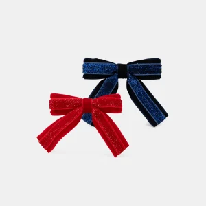 2 barrettes bleues ou rouges pailletés Fille