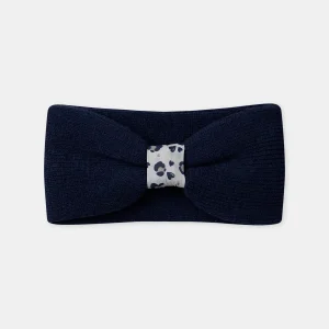 Bandeau bleu foncé en maille noué Fille