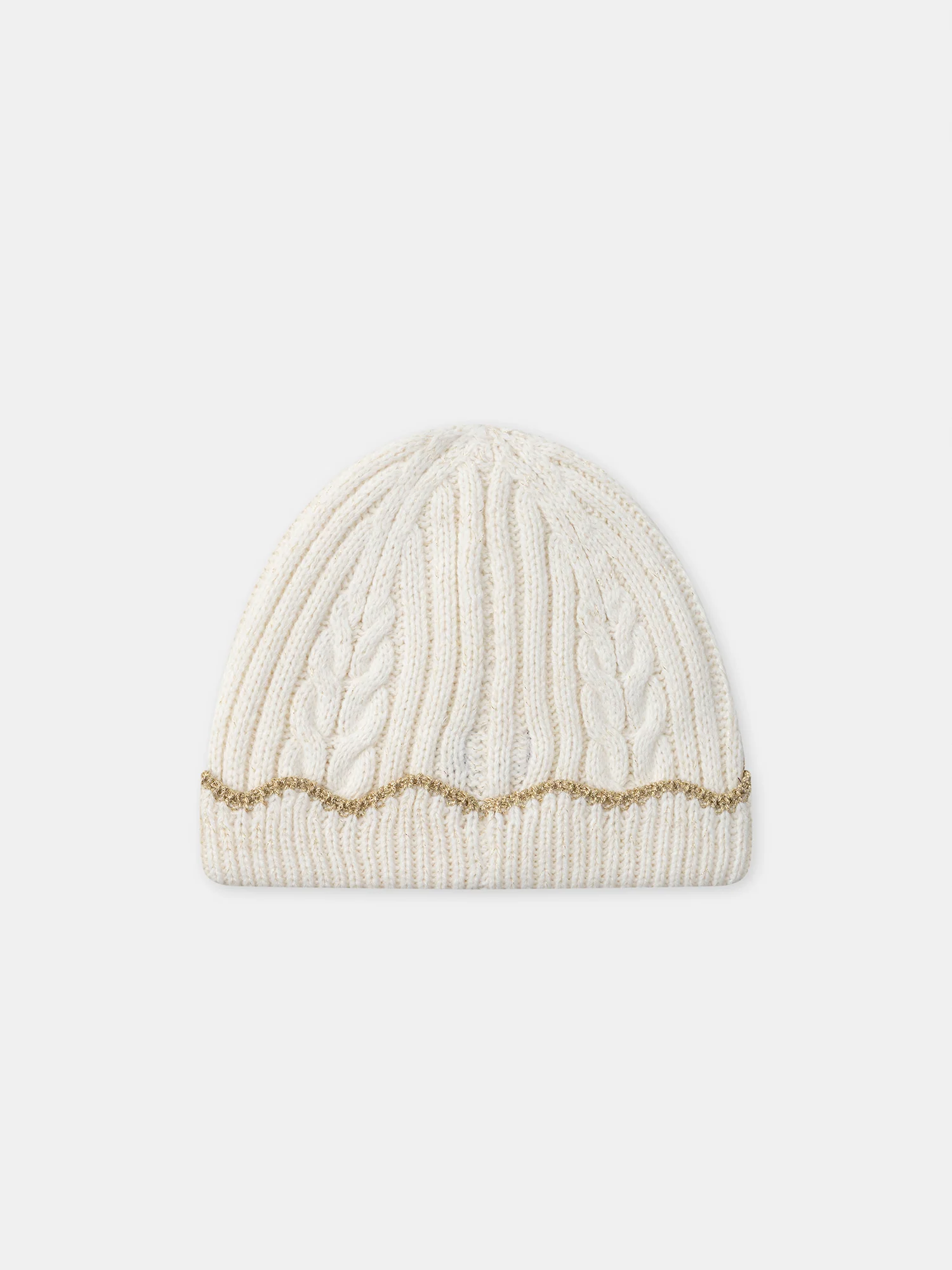 Bonnet écru côtelé à finition doré Fille – Image 5