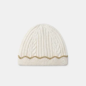 Bonnet écru côtelé à finition doré Fille