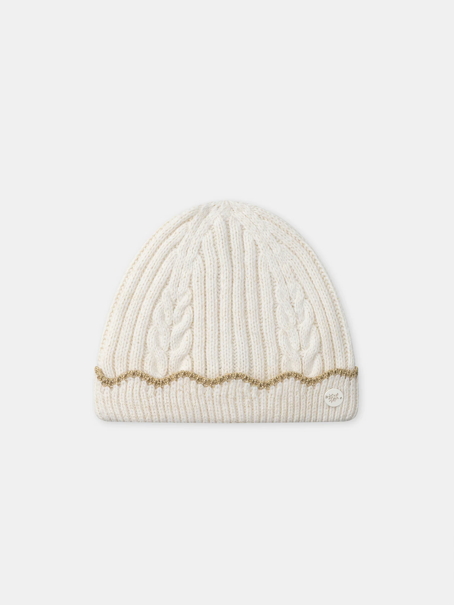 Bonnet écru côtelé à finition doré Fille