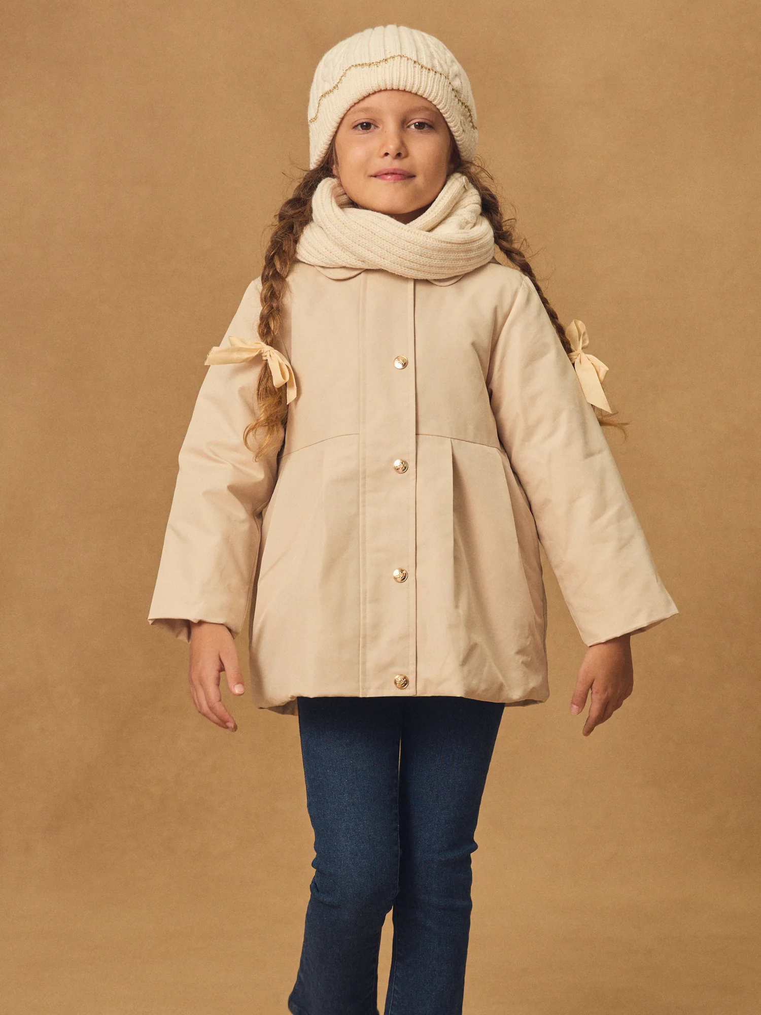 Bonnet écru côtelé à finition doré Fille – Image 4