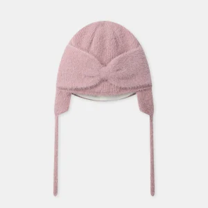 Bonnet cache oreilles rose à nœud Fille