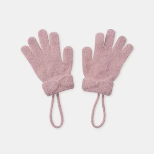 Gants rose à nœud Fille