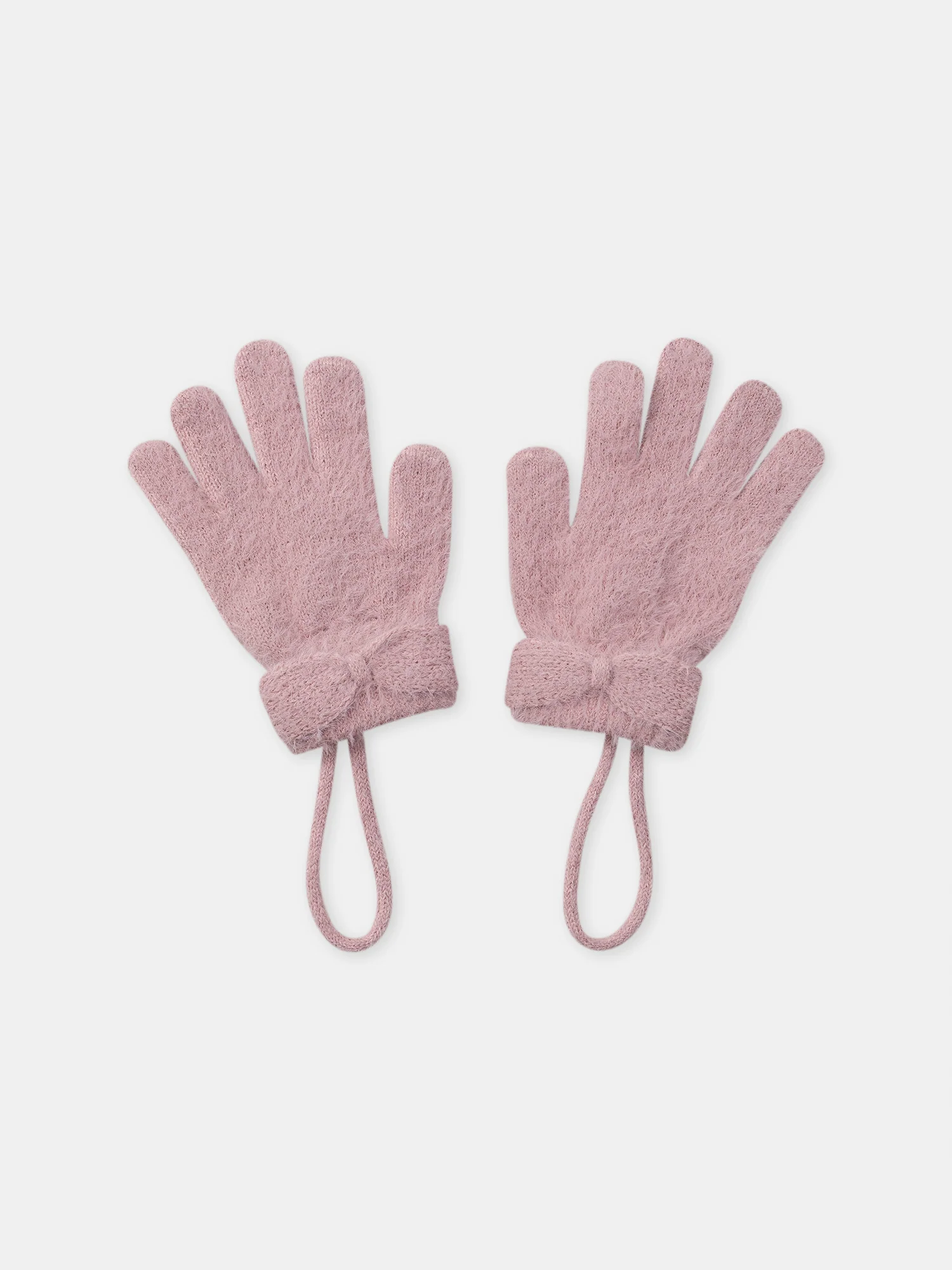 Gants rose à nœud Fille