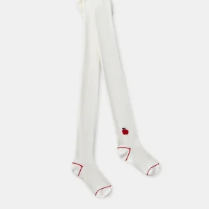 Collant blanc à motif pomme Fille