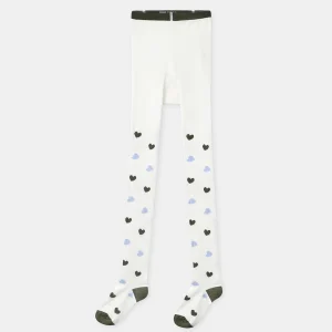 Collant blanc à motif cœur Fille