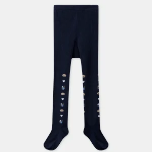 Collant bleu foncé avec chien et coeur Fille